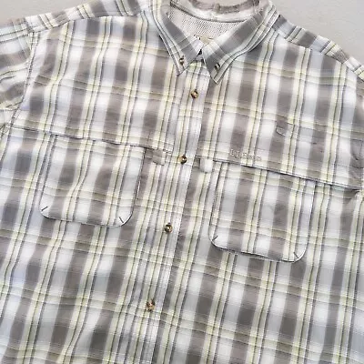 L.L. Bean Tropicwear Plaid Short Sleeve Fishing Shirt Blue White Mesh Vented XXL • $20.99