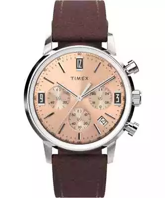 Timex Marlin Chronograph Tachymeter 40mm Leather Strap Watch TW2W51400 • $155