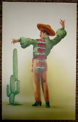Telo Mexican/Spanish Man & Cactus 16 X10  Print 1940s • $14.99