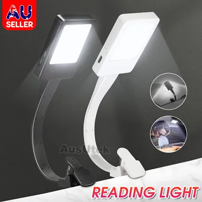 LED  Book Reading Light Lamp USB Rechargeable Flexible Clip On Bed Desk Table • $13.67