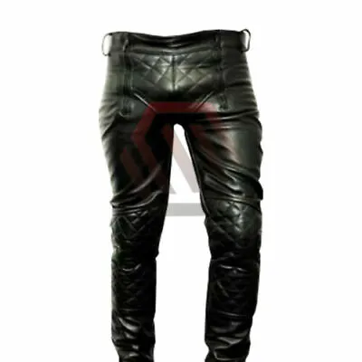 $103.99 • Buy Men's Real Cowhide Leather Gay Interest BLUF Biker Lederhosen Breeches Pants