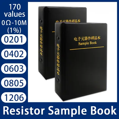 SMD Resistor Kit Book Assortment 0201 0402 0603 0805 1206 1% SMT 170Value 0R-10M • $14.84