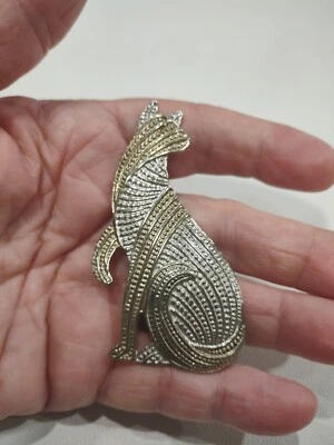 $2.26 • Buy Vintage Large Two Tone Cat Brooch Pin Jewelry B9