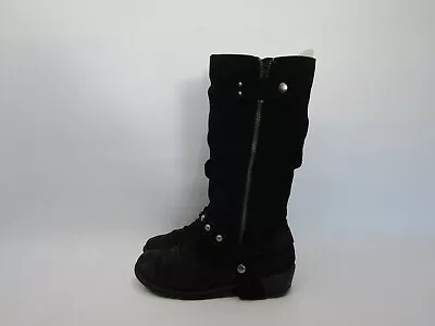 MIA Size 7.5 M Black Suede Studded Zip Knee High Fashion Boots • $29.44