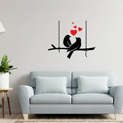 Wall Stickers Love Birds Home Decals Living Room Bedroom Quotes Art • £4.39