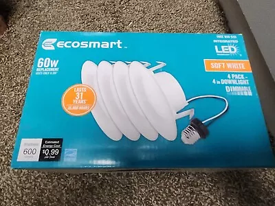 EcoSmart 4 In. White Integrated LED Recessed Trim Soft White (4-Pack) • $17.99