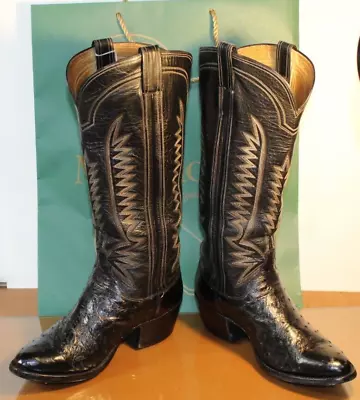 M.L. Leddy CUSTOM EXOTIC Black Full Quill Ostrich Boots Mens 8M / Womens 9.5M • $699.97