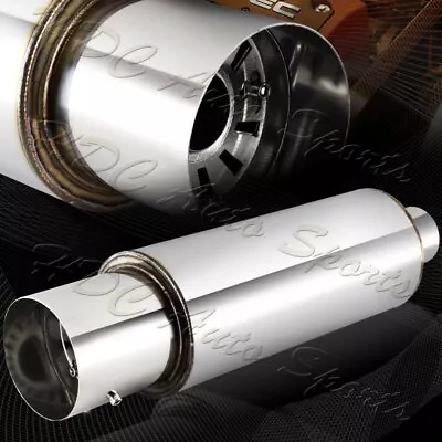 JDM N1 4  Flat Tip Stainless Steel Weld On Exhaust Muffler 2.5  Inlet Universal • $35.99