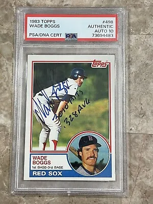 Rare WADE BOGGS RED SOX Rookie 1983 Topps Signed 3010 Hits .328 AVG PSA Auto 10 • $399.99