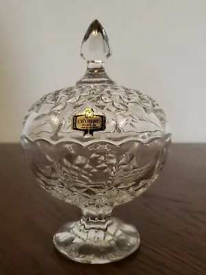 Vintage Zajecar Crystal Covered Candy Nut Dish (1 Chip) Yugoslavia FREE SHIPPING • $28.89