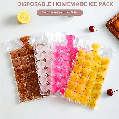 30x Ice Cube Bags Clear Bag Fridge Freezer BBQ Cubes Maker Self Sealing Close • £2.15