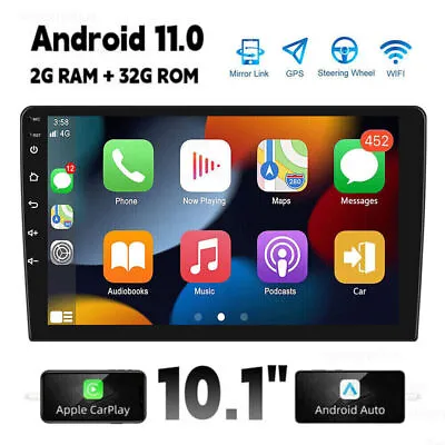 Android 11 Double 2 Din 10'' Car Stereo Radio GPS Navi WiFi MP5 Carplay+CAM • $75.21