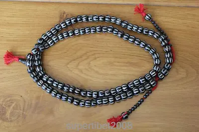 ML184 Tibetan 108 Prayer Beads Mala Nepal 10mm Bone Beads Prayer Necklace Rosary • $11.99