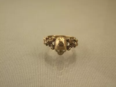 ANTIQUE 14 KARAT GOLD DIAMOND MASONIC BAPHOMET TEMPLAR MEMENTO MORI RING Sz9 • $2600