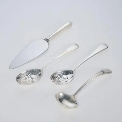 4 Pc Serving Set Sheffield England EPNS A1 Silver-plate Beaded Ladle Cake Salad • $45