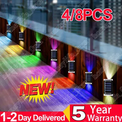£8.99 • Buy 8X Super Bright Solar Powered Door Fence Wall Lights LED Outdoor Garden Lamp UK