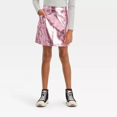 ART CLASS Metallic Faux Leather Mini Skirt - Pink - Girls Sz M (8) NWT • $15.95