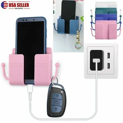 $5.85 • Buy Wall Mounted Mobile Phone Holder Charging Stand Rack Shelf Self Adhesive Bracket