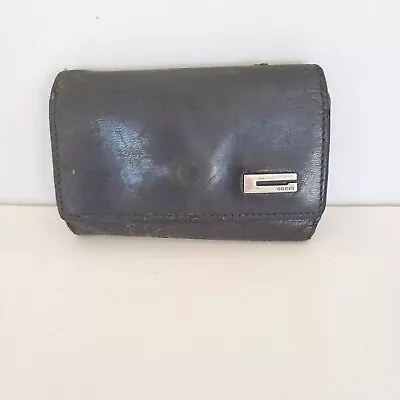 GUCCI G Logo Black Key Holder Wallet Case All Leather Damaged  • $35