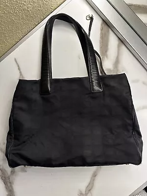 Authenticated Chanel New Travel Line Tote Black Nylon Fabric Bag Shoulder Hand • $47