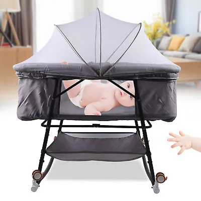 Baby Bassinet Bedside Sleeper Adjustable Height Portable Crib Infant Toddler Bed • $69.35