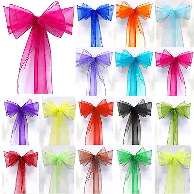 £1.59 • Buy 1 10 25 50 100 Organza Sashes Chair Cover Bow Sash BOW  BOWS Wedding Party UK