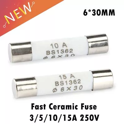 $6.29 • Buy 10Pcs 6*30mm Fast Ceramic Fuses Kit Assortment 250V 3A 5A 10A AMP Fuse Tube