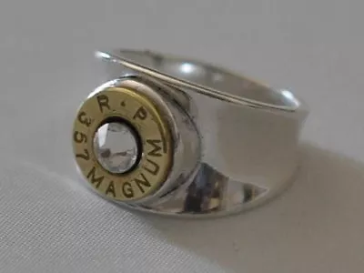 Remington Peters 357 Magnum Pistol Bullet Ring Concave Band Sterling Silver 925  • $74.99