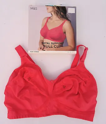 M & S Non Wired Full Cup Total Support  Bra   Bright Coral Boxed  Marks Spencer • £12.99