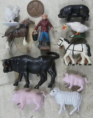 Lot Of Vintage Miniatures Cow Farm Animals Farmer • $10