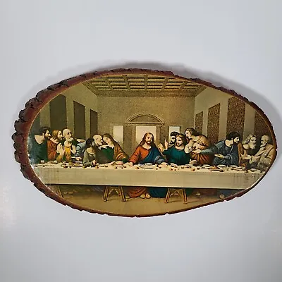 Vintage   The Last Supper   Painting On Cedar Wood Wall Plaque Home Decor  • $25.70