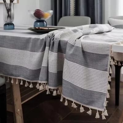 Tablecloth Tablecloth Tassel Rectangle Table Cloth Cover Dining Kitchen Decor • $14.25