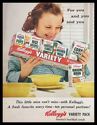 1955 Kellogg's Cereal Variety Pack Vintage Print Ad • $13.45