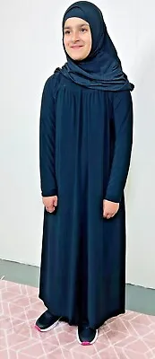 Top Quality Girls Pleated Abaya School Black Long Sleeve Madrasa Islamic Jilbab • £12.99