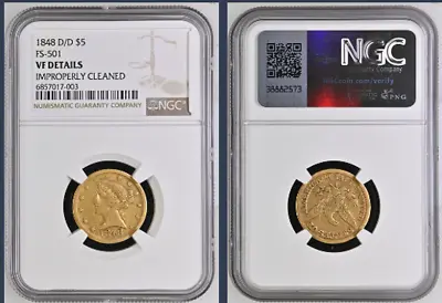 1848-D/D $5 Gold HALF EAGLE *NGC VF* RPM FS-501 About 35 Known *FAST SHIPPING!!! • $9999.99