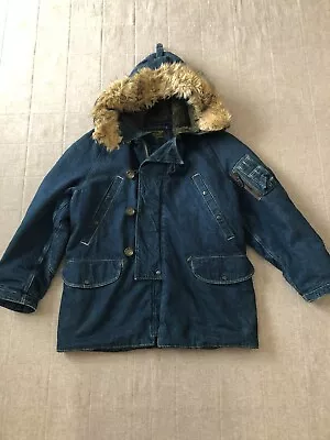 BEAMS BUZZ RICKSON'S DENIM COAT MENS Hood With Boa #1065 • $25