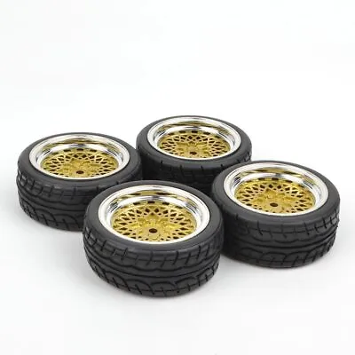 $19.97 • Buy 4pcs 1/10 Rubber Tires &12mm Hex Wheels Rims Set For RC 1:10 On Road Touring Car