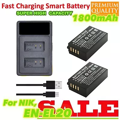 2 Battery +USB Dual Charger For Nikon Coolpix P950 P1000 A EN-EL20 ENEL20 EL20A • $57.88