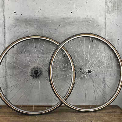 Araya 700c Wheel Set Bronze Rims Vintage Suzue Hubs 36 126 Mm Shimano Freewheel • $179.99