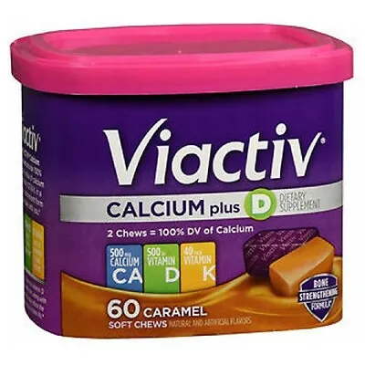 Viactiv Calcium Plus Vitamin D Soft Chews Caramel 60 Each By Viactiv • $16.41