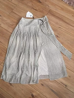 £49.99 • Buy REISS NWT Rrp £155 Black/white Lined Front Split Midi Skirt Size 10