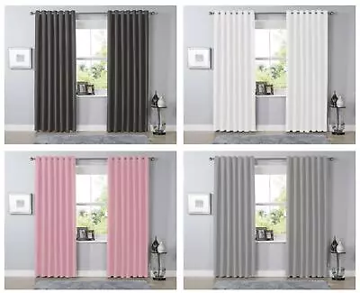 £12.95 • Buy Blackout Eyelet Curtains Black Out Thermal Ring Top Ready Made Curtain Pair