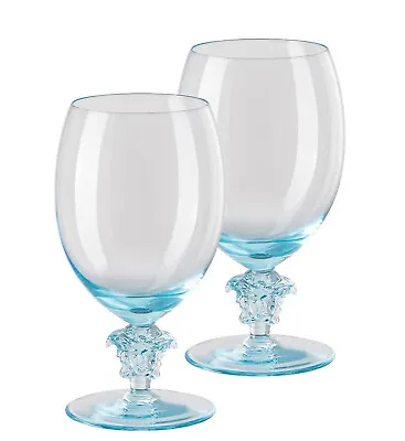 Versace Rosenthal Medusa Lumiere Teal 2nd Edition Set 2 Pcs Red Wine Glasses • $380