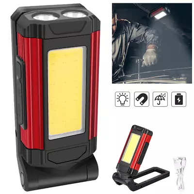 Rechargeable Torch LED Work Light Portable Inspection Lamp Magnetic Folding COB • £9.99