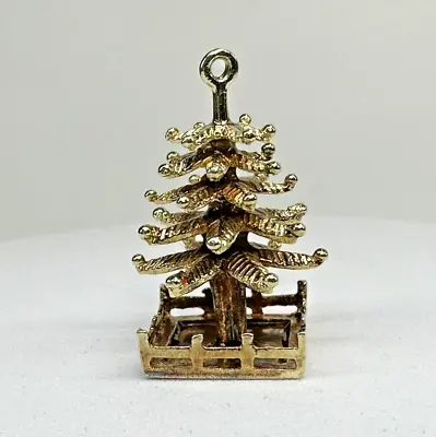 Vintage 1966 14k Solid Gold 3D Christmas Tree Charm 5g • $299