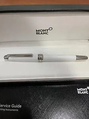 Montblanc Meisterstack 163 White Platinum Classique Trim Rollerball Pen With Box • $95