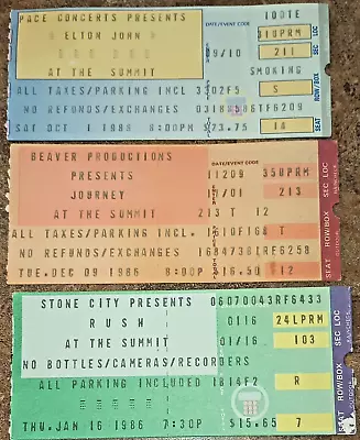 Vintage 1980s Journey Elton John Rush Ticket Stubs The Summit Houston Texas • $50