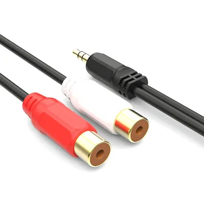 3.5mm Audio To 2 RCA Cable 1/8  Stereo Male To Female Y Splitter Aux Cord 1FT • $2.99
