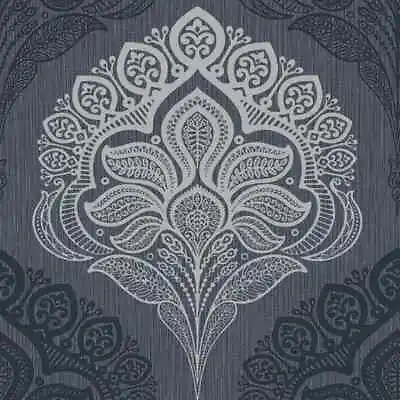 Belgravia Oria Damask Textured Wallpaper Blue 6736 • £12.89