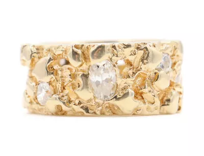 Men's Eternity 2.15 Ctw Oval & Round Diamond 14KT Gold Nugget 11.5mm Band Ring • $1928.95